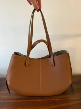 Polene Large Cyme Textured Camel Brown Leather Tote Bag Polène Purse